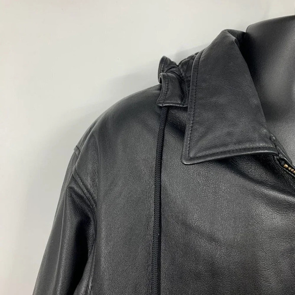 Wilsons Leather Men's Vintage 1980's Mid Length 100% Leather Hooded Jacket SZ‎ L - Picture 3 of 11